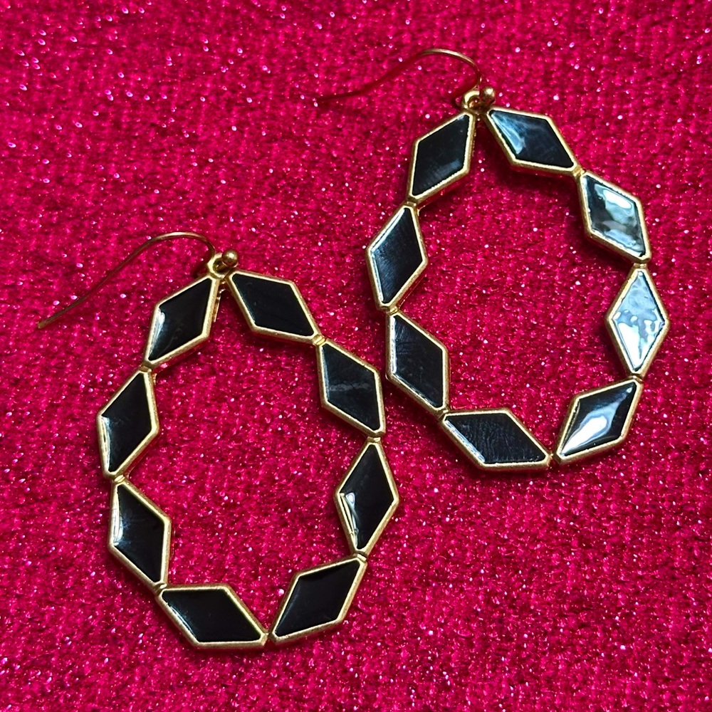 Geometric Black and Gold Earrings